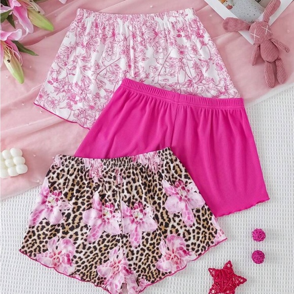 Women's Pink and Leopard Print Sleep Shorts Set - Picture 2 of 7